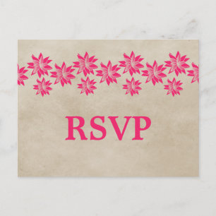 Pink Floral Vintage RSVP Postcard