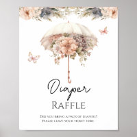 Pink Floral Vintage Umbrella Diaper Raffle