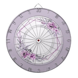 Pink Floral Violet Purple Frame Beautiful Rustic Dartboard