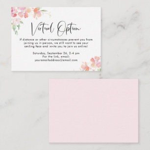 Pink Floral Virtual Option Baby Shower Party Enclo Enclosure Card