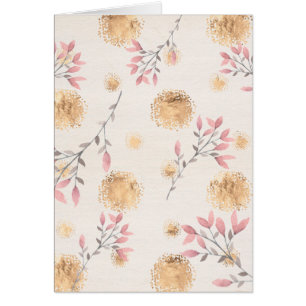 Pink Floral w/Gold Spatter Dots Blank Inside Card