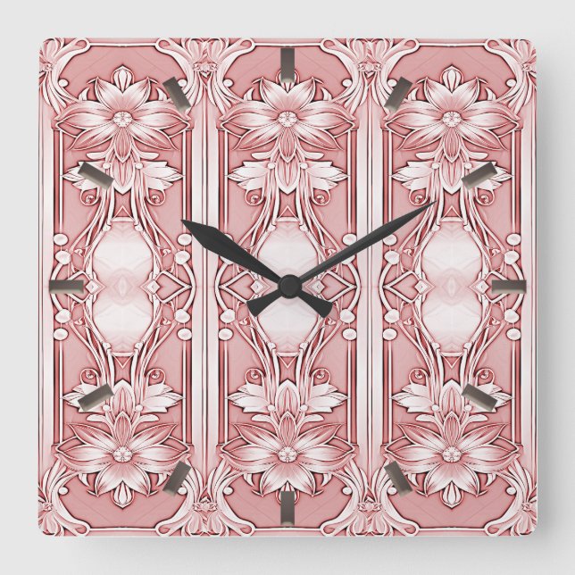 Pink Floral Wall Clock (Front)