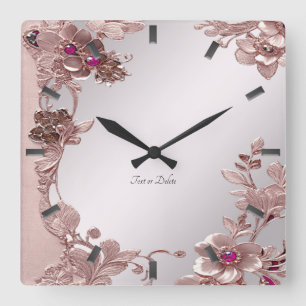 Pink Floral Wall Clock