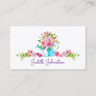 Pink Floral Water Colour Lovely Arrangement Business Card