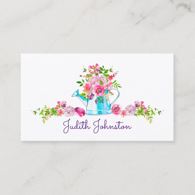 Pink Floral Water Colour Lovely Arrangement Business Card (Front)