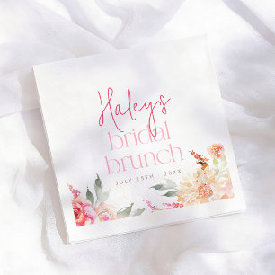 Pink Floral Watercolor Bridal Brunch Bridal Shower Napkin