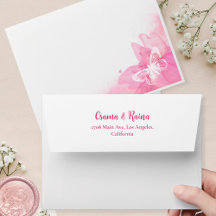 Pink Floral Watercolor Butterfly Wedding 