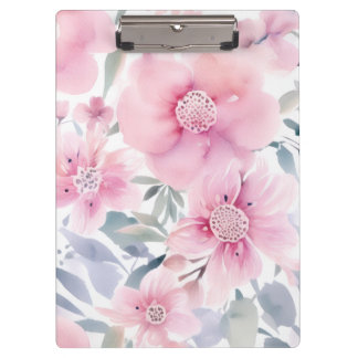 Pink Floral Watercolor  Clipboard