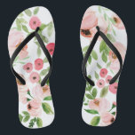 Pink floral watercolor elegant wedding thongs<br><div class="desc">Pink floral watercolor design. Make your life easier with this thoughtful wedding or birthday gift and show someone special you care,  or just treat yourself. Part of a collection.</div>