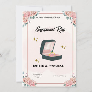 Pink Floral Watercolor Engagement Invitation