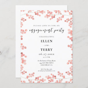 Pink floral watercolor Engagement party Invitation