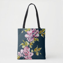 Pink floral watercolor flower stylish elegant navy