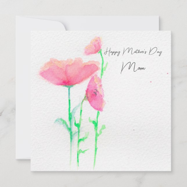 Pink Floral Watercolor Mother's Day Card (Front)