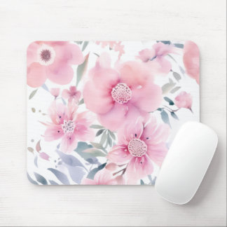 Pink Floral Watercolor  Mouse Pad
