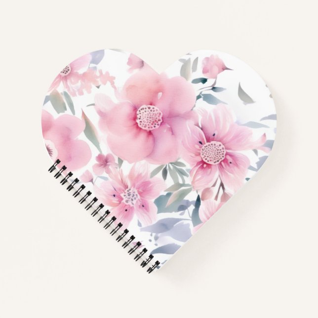 Pink Floral Watercolor  Notebook (Front)