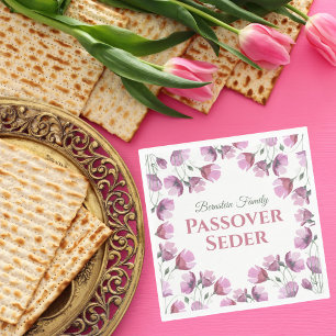 Pink Floral Watercolor Passover Napkin