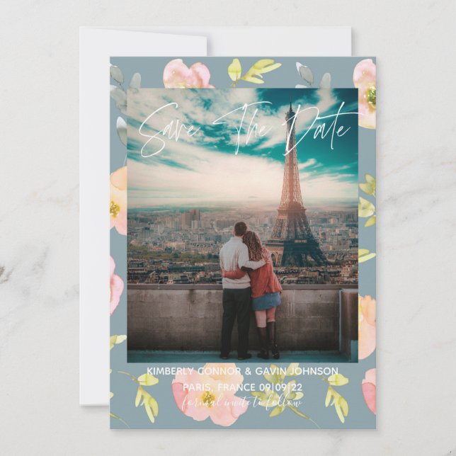 Pink Floral Watercolor | Save the Date (Front)