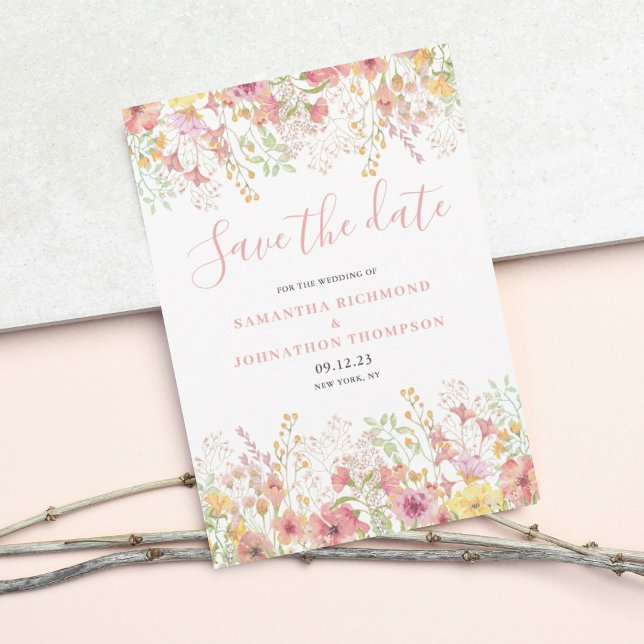 Pink Floral Watercolor Save The Date (Creator Uploaded)