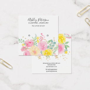 Pink Floral watercolor stud earring display