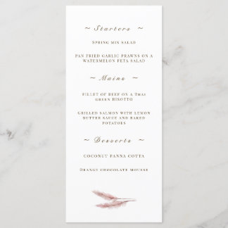 Pink Floral Watercolor Wedding Dinner Menu