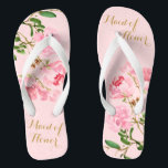 Pink Floral Watercolor Wedding Maid of Honour Flip Thongs<br><div class="desc">These personalised flip flops feature an elegant aesthetic design of pink peony flowers watercolor painting. The beautiful flip flops are a memorable gift for wedding party members: bride, bridesmaids, mother of the bride, maid of honour... They will add a stylish dose of glam to your wedding day, bachelorette party, or other celebration. ♥Customise...</div>