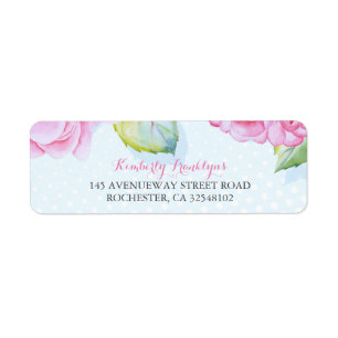 Pink Floral Watercolor Wedding Return Address Label