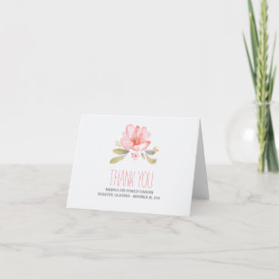 Pink Floral Watercolor Wedding Thank You