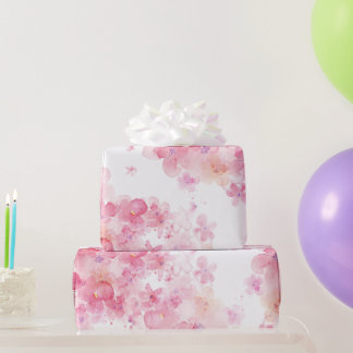 Pink Floral Watercolor Wrapping Paper