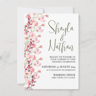 Pink Floral Wedding & Birthday Invitation