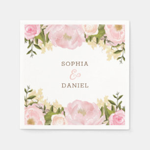 Pink Floral Wedding Bridal Shower Napkins