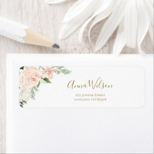 Pink Floral Wedding Bridal Shower Return Address Label