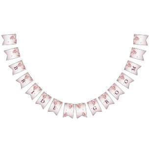 Pink Floral Wedding Bunting Flag