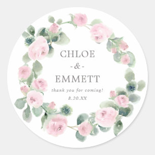 Pink Floral Wedding Cake Box Favour Sticker