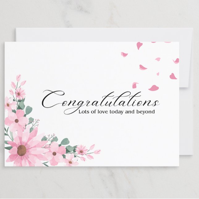 Pink Floral Wedding Congratulations Cards  (Creator Uploaded)