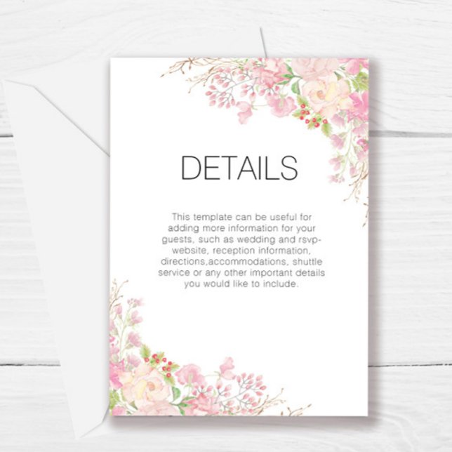 Pink Floral Wedding Details Enclosure Card (Creator Uploaded)