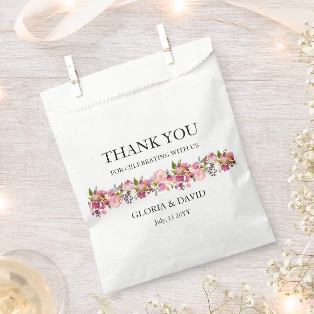 Pink Floral Wedding  Favour Bag (Clipped)