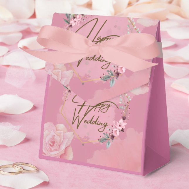 Pink Floral Wedding Favour Box (Wedding)