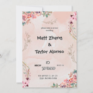 Pink Floral Wedding Invitation