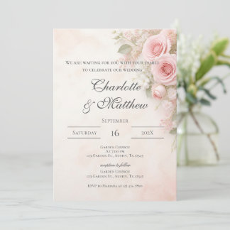 Pink Floral Wedding invitation
