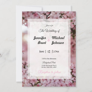 Pink floral wedding invitation