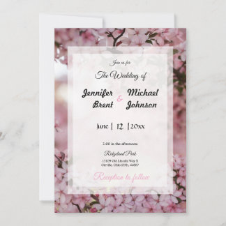 Pink floral wedding invitation