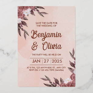 Pink Floral Wedding Invitation