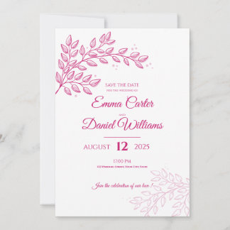 Pink Floral Wedding Invitation