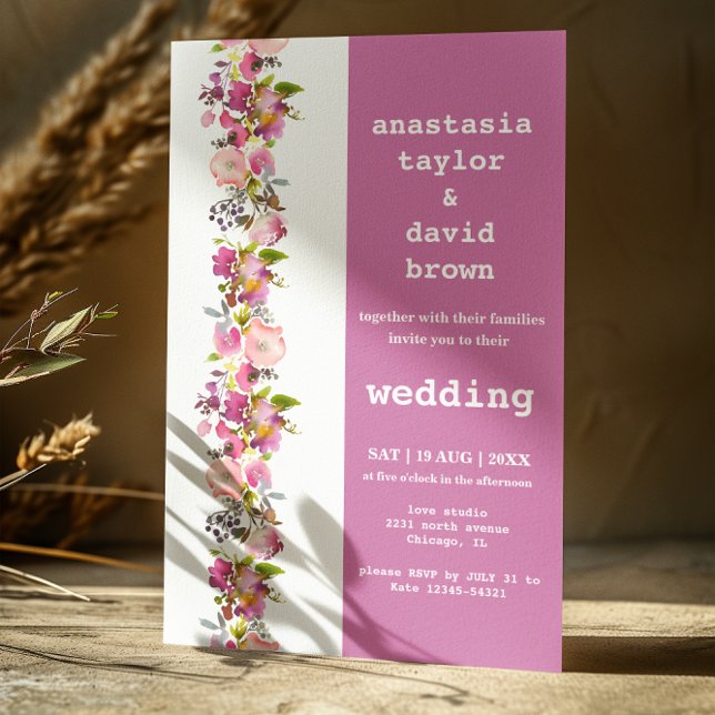 Pink Floral Wedding Invitation (Creator Uploaded)