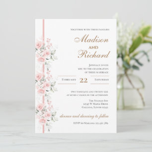 Pink Floral Wedding Invitation