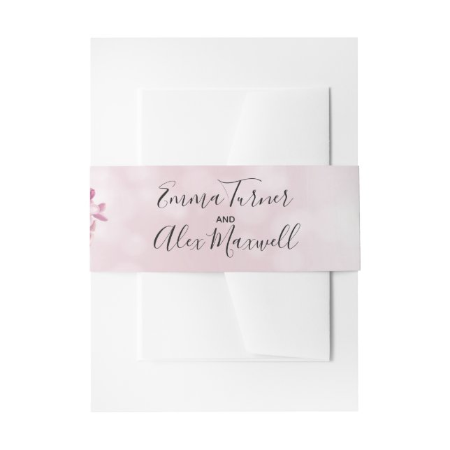 Pink Floral | Wedding Invitation Belly Band (Front Example)