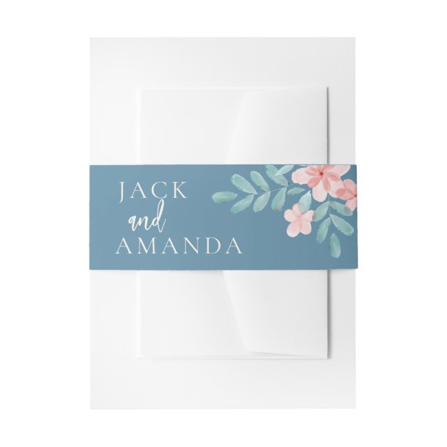 Pink Floral Wedding Invitation Belly Bands Invitation Belly Band (Front Example)