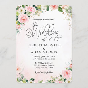 Pink Floral Wedding Invitations