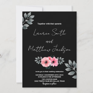 Pink Floral Wedding Invitations