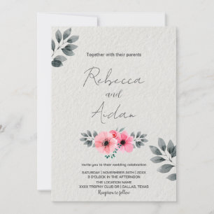 Pink Floral Wedding Invitations